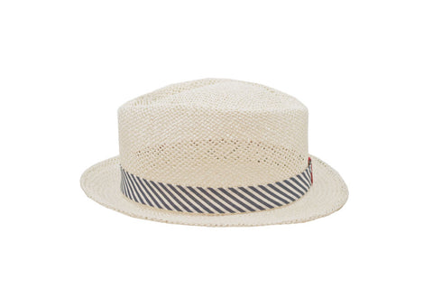 Chapeau de paille nautique Trilby Hat | Ophelie Hats Shop Chapeaux en feutre sur mesure Montréal Canada