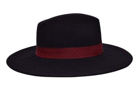 Topango Red and Black Felt Hat | Ophelie Hats Shop Custom Made Felt Hats Montréal Canada